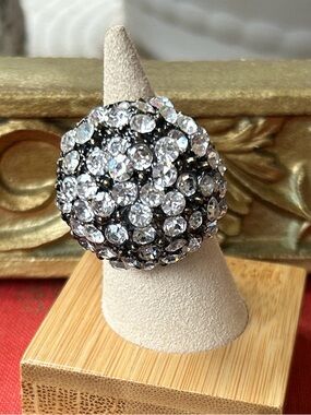 STUNNING!!! & Other Stories Gold Crystal Dome Stretchy Ring